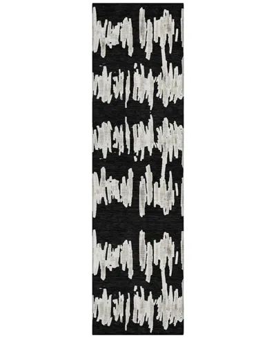 Addison Chantille Machine Washable Acn905 2'3"x7'6" Runner Area Rug In Black