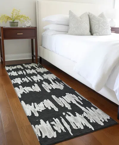 Addison Chantille Machine Washable Acn905 2'3"x7'6" Runner Area Rug In Black