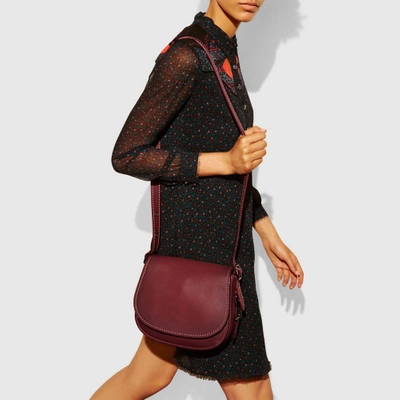 Shop Coach Saddle Bag 23 In Burnished Glovetanned Leather In : Bp/bordeaux