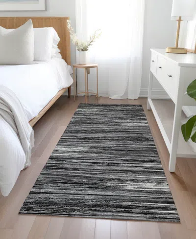 Addison Chantille Machine Washable Acn896 2'3"x7'6" Runner Area Rug In Black