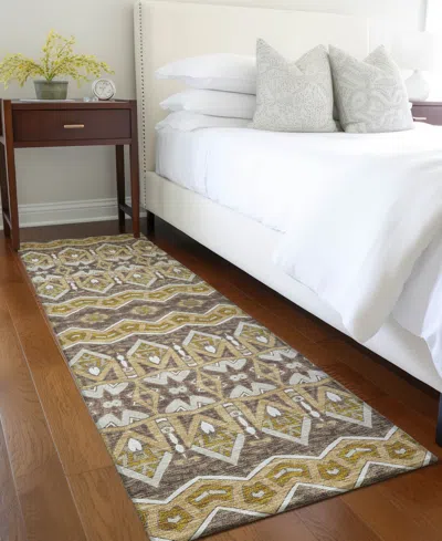 Addison Chantille Machine Washable Acn909 2'3"x7'6" Runner Area Rug In Gold