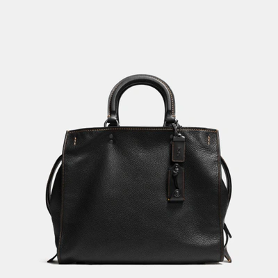 Shop Coach Rogue Bag 36 In Glovetanned Pebble Leather In : Black Copper/black
