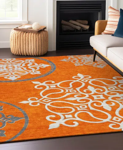 Addison Chantille Machine Washable Acn874 5'x7'6" Area Rug In Orange