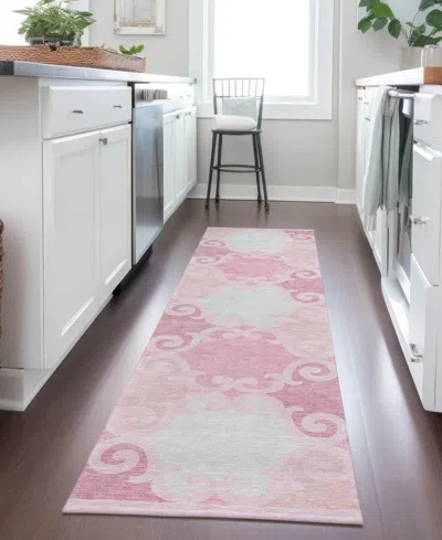 Addison Chantille Machine Washable Acn883 2'3"x7'6" Runner Area Rug In Pink