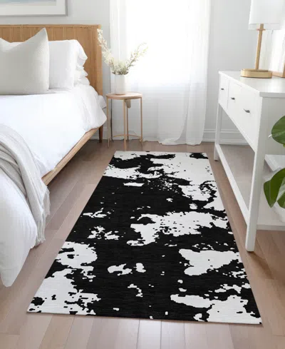 Addison Chantille Machine Washable Acn897 2'3"x7'6" Runner Area Rug In Black