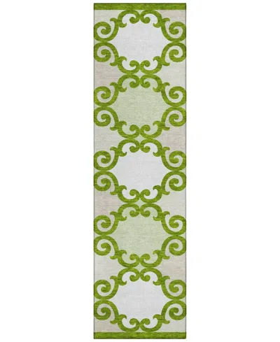 Addison Chantille Machine Washable Acn883 2'3"x7'6" Runner Area Rug In Lime
