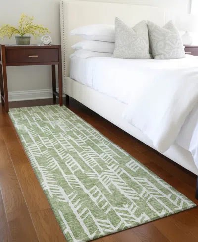 Addison Chantille Machine Washable Acn906 2'3"x7'6" Runner Area Rug In Green