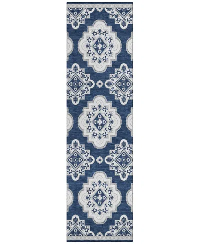 Addison Chantille Machine Washable Acn878 2'3"x7'6" Runner Area Rug In Navy