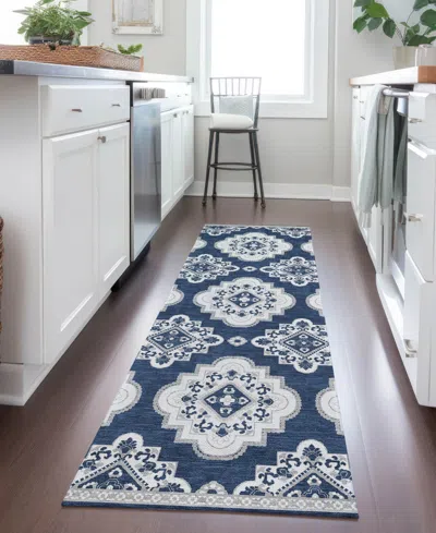 Addison Chantille Machine Washable Acn878 2'3"x7'6" Runner Area Rug In Navy