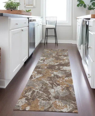 Addison Chantille Machine Washable Acn885 2'3"x7'6" Runner Area Rug In Brown