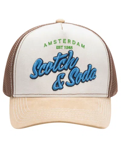 Scotch & Soda Men's Altos Adjustable Trucker Cap In Dark Beige