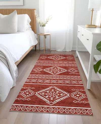 Addison Chantille Machine Washable Acn901 2'3"x7'6" Runner Area Rug In Red