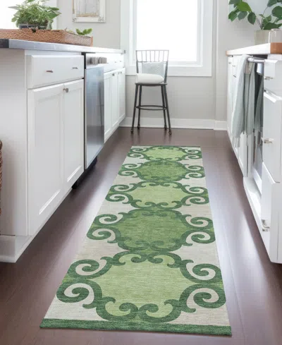 Addison Chantille Machine Washable Acn883 2'3"x7'6" Runner Area Rug In Green