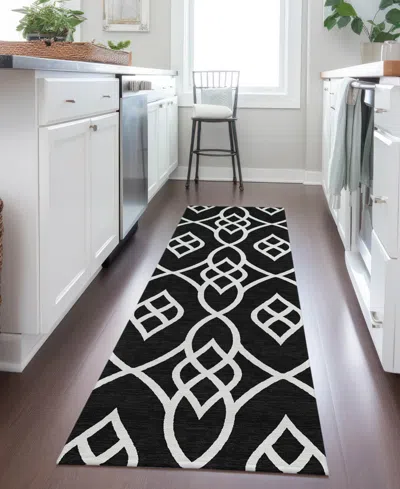 Addison Chantille Machine Washable Acn884 2'3"x7'6" Runner Area Rug In Black