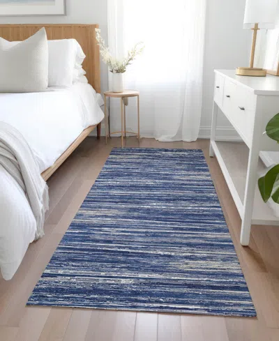 Addison Chantille Machine Washable Acn896 2'3"x7'6" Runner Area Rug In Navy