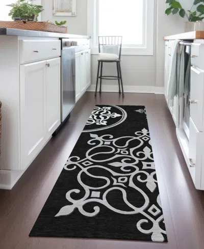 Addison Chantille Machine Washable Acn874 2'3"x7'6" Runner Area Rug In Black