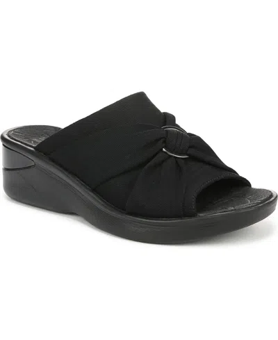Bzees Women's Serenade Washable Slide Wedge Sandals In Black Fabric