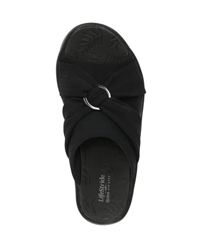 Bzees Women's Serenade Washable Slide Wedge Sandals In Black Fabric