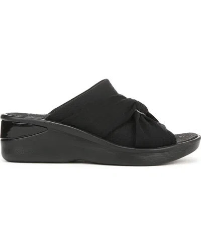 Bzees Women's Serenade Washable Slide Wedge Sandals In Black Fabric