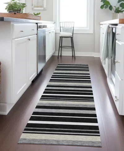 Addison Chantille Machine Washable Acn879 2'3"x7'6" Runner Area Rug In Black