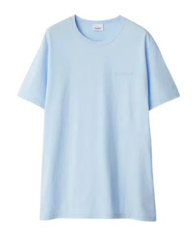 Burberry T-shirt With Round Neck And Short Sleeves In Blue