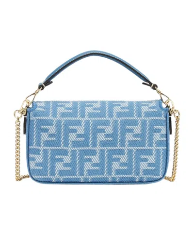 Fendi Women Wallet On Chain Baguette With Shoulder Strap With All-over Ff Motif In Blue