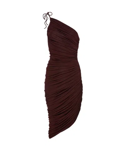 Magda Butrym Asymmetric Ruched Midi Dress In Burgundy