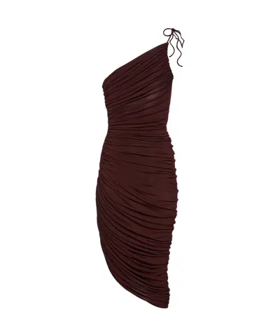 Magda Butrym Asymmetric Ruched Midi Dress In Burgundy