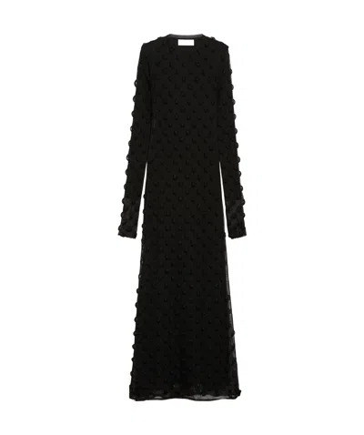 Sportmax Backless Round Neck Dress With Long Sleeves In Black