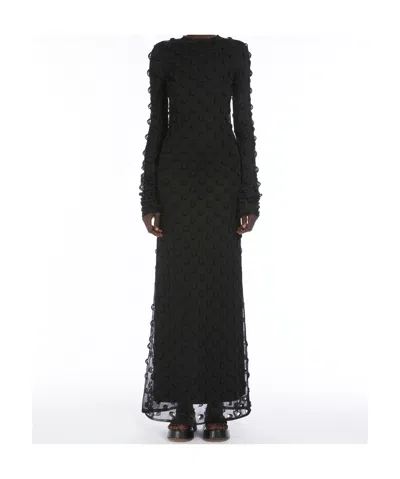 Sportmax Backless Round Neck Dress With Long Sleeves In Black
