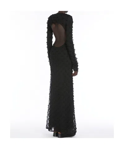 Sportmax Backless Round Neck Dress With Long Sleeves In Black