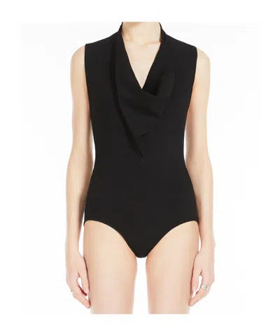 Sportmax Draped Bodysuit In Black