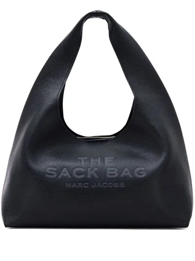 Marc Jacobs Grained Black Leather Handbag With Silver-tone Hardware In Black