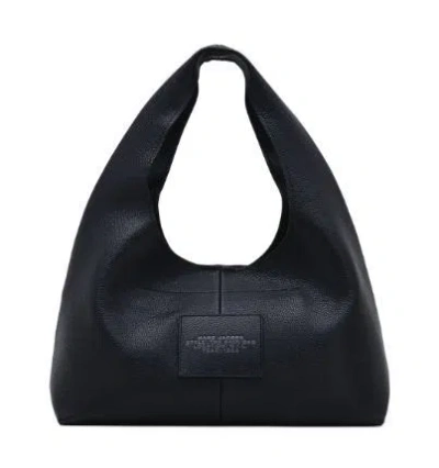 Marc Jacobs Grained Black Leather Handbag With Silver-tone Hardware In Black