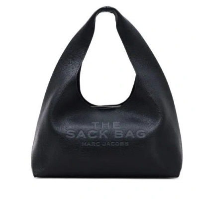 Marc Jacobs Grained Black Leather Handbag With Silver-tone Hardware In Black