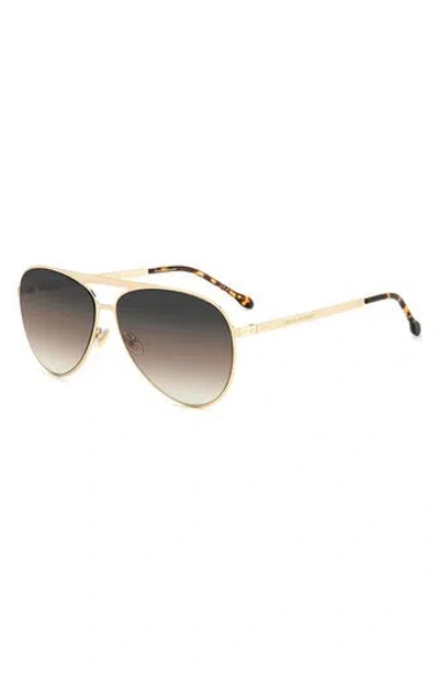 Isabel Marant Brow Bar Aviator Sunglasses, 62mm In Gold Brown Gray Brown