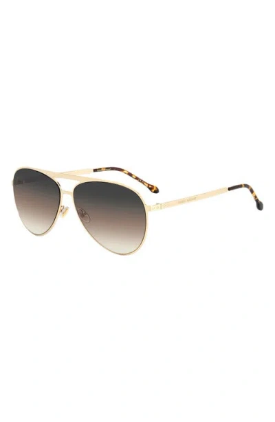 Isabel Marant Brow Bar Aviator Sunglasses, 62mm In Gold Brown Gray Brown