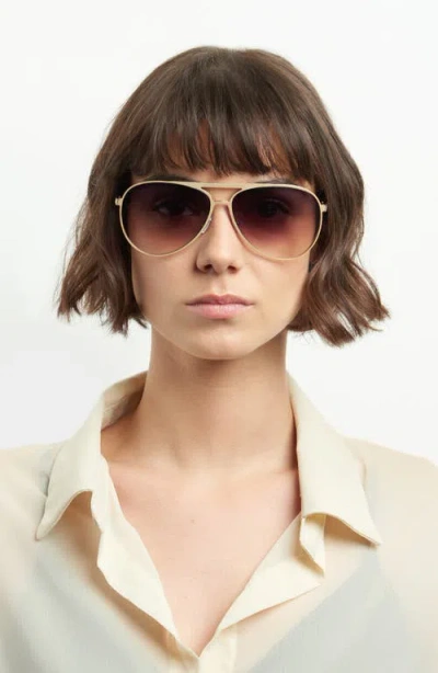 Isabel Marant Brow Bar Aviator Sunglasses, 62mm In Gold Brown Gray Brown