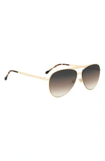 Isabel Marant Brow Bar Aviator Sunglasses, 62mm In Gold Brown Gray Brown