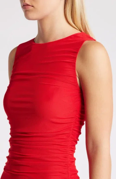Rare London Ruffle Rosette Sleeveless Dress In Red