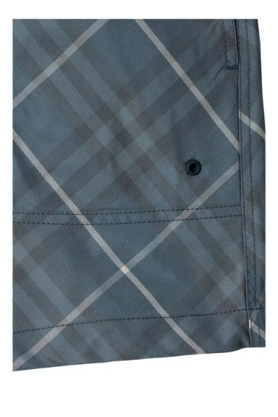 Burberry Check Pattern Swim Shorts With Drawstring Waist In Pewter