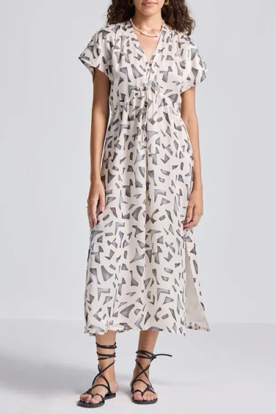 Reistor Gathered Maxi Dress With Side Slits In Mosaic In Mosaic