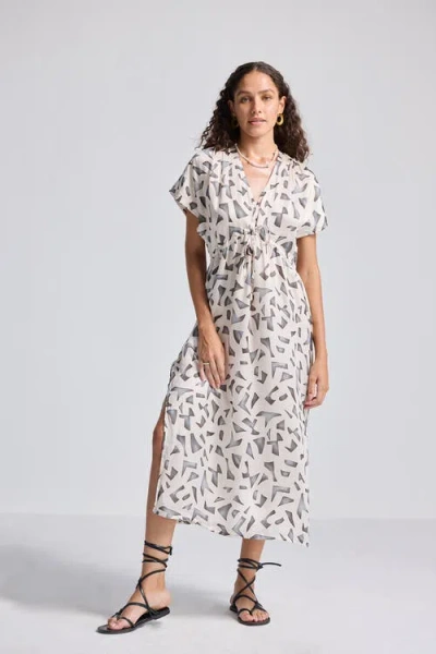 Reistor Gathered Maxi Dress With Side Slits In Mosaic In Mosaic