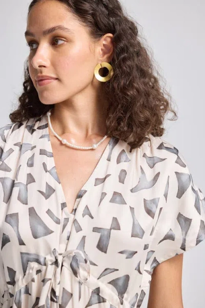 Reistor Gathered Maxi Dress With Side Slits In Mosaic In Mosaic