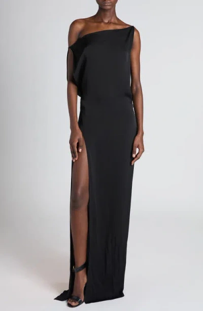 Tom Ford One-shoulder Ruched Gown In Black