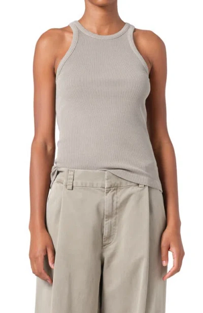 Agolde Rayne Ribbed Stretch Organic Cotton And Lyocell-blend Jersey Tank In Gray