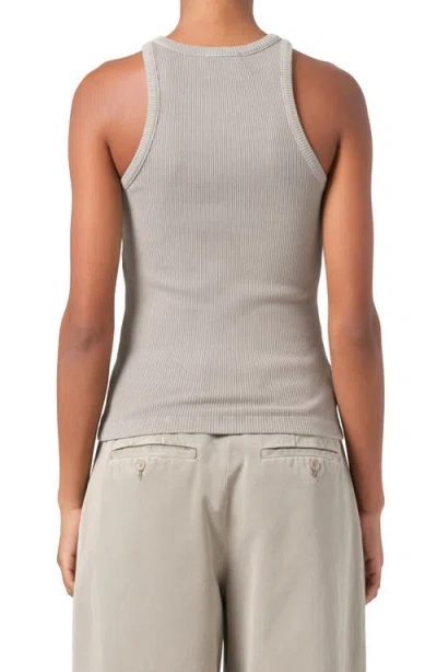 Agolde Rayne Ribbed Stretch Organic Cotton And Lyocell-blend Jersey Tank In Gray