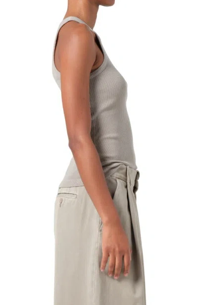 Agolde Rayne Ribbed Stretch Organic Cotton And Lyocell-blend Jersey Tank In Gray