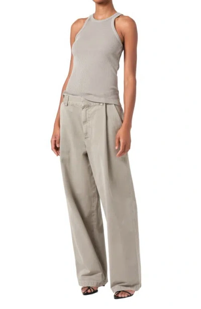 Agolde Rayne Ribbed Stretch Organic Cotton And Lyocell-blend Jersey Tank In Gray