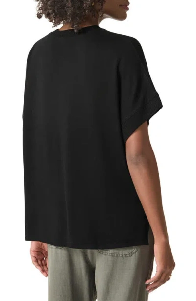Splendid Supersoft Short Sleeve Sweatshirt In Black